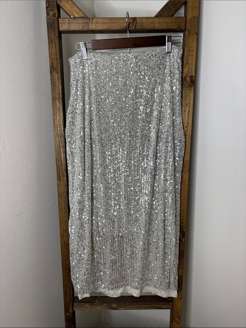 Z Supply Silver Sequin Maxi Skirt Size M